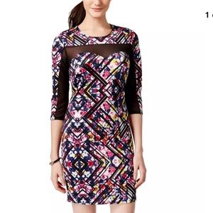 Material Girl Womens Juniors Printed Mesh Dress Sz M